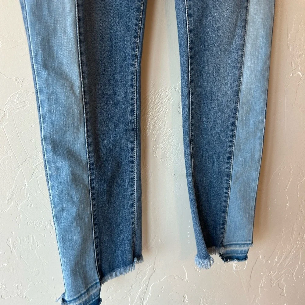 Just Black Denim Two Tone Contrast Panel Raw Hem Skinny Jeans Size 26